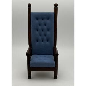 Vintage Dollhouse Blue Wing-Back Fireside Chair Handmade